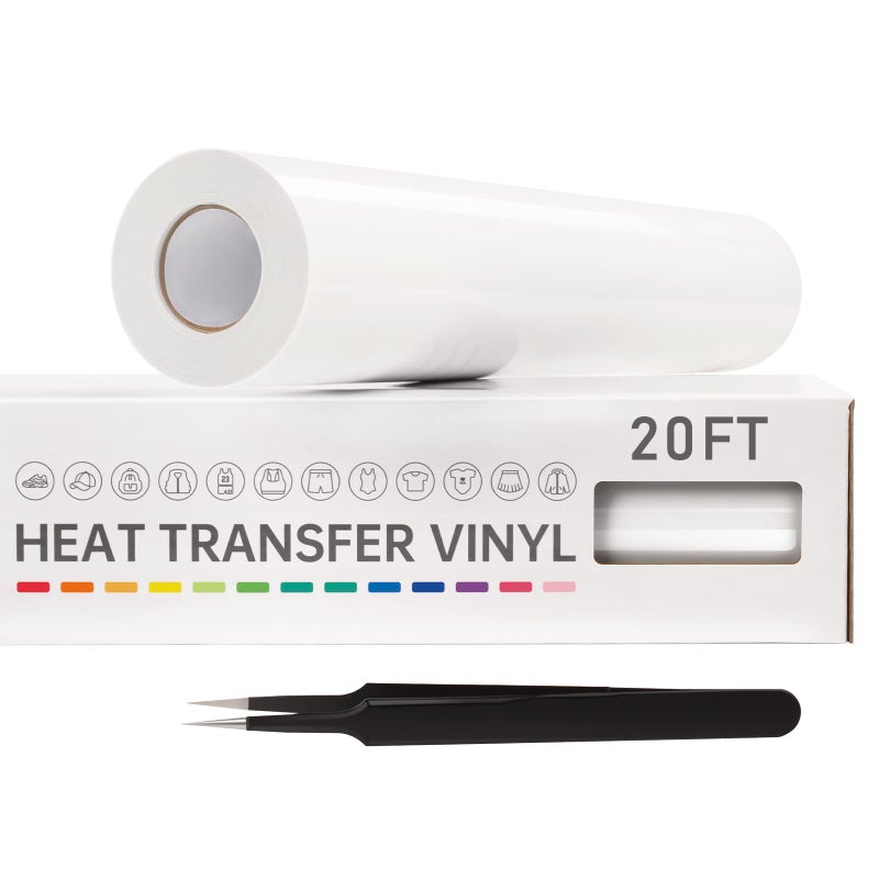 VinylRus فينيل نقل الحرارة من VinylRus - 12 × 20 قدم حديد أبيض على لفافة الفينيل للقمصان HTV فينيل للصور الظلية Cameo Cricut سهلة القطع والأعشاب - Image 1